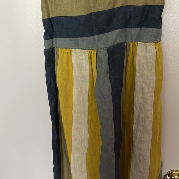 VIOLA BORGHI | Striped 100% Linen Dress Sz M - Picture 5 of 5
